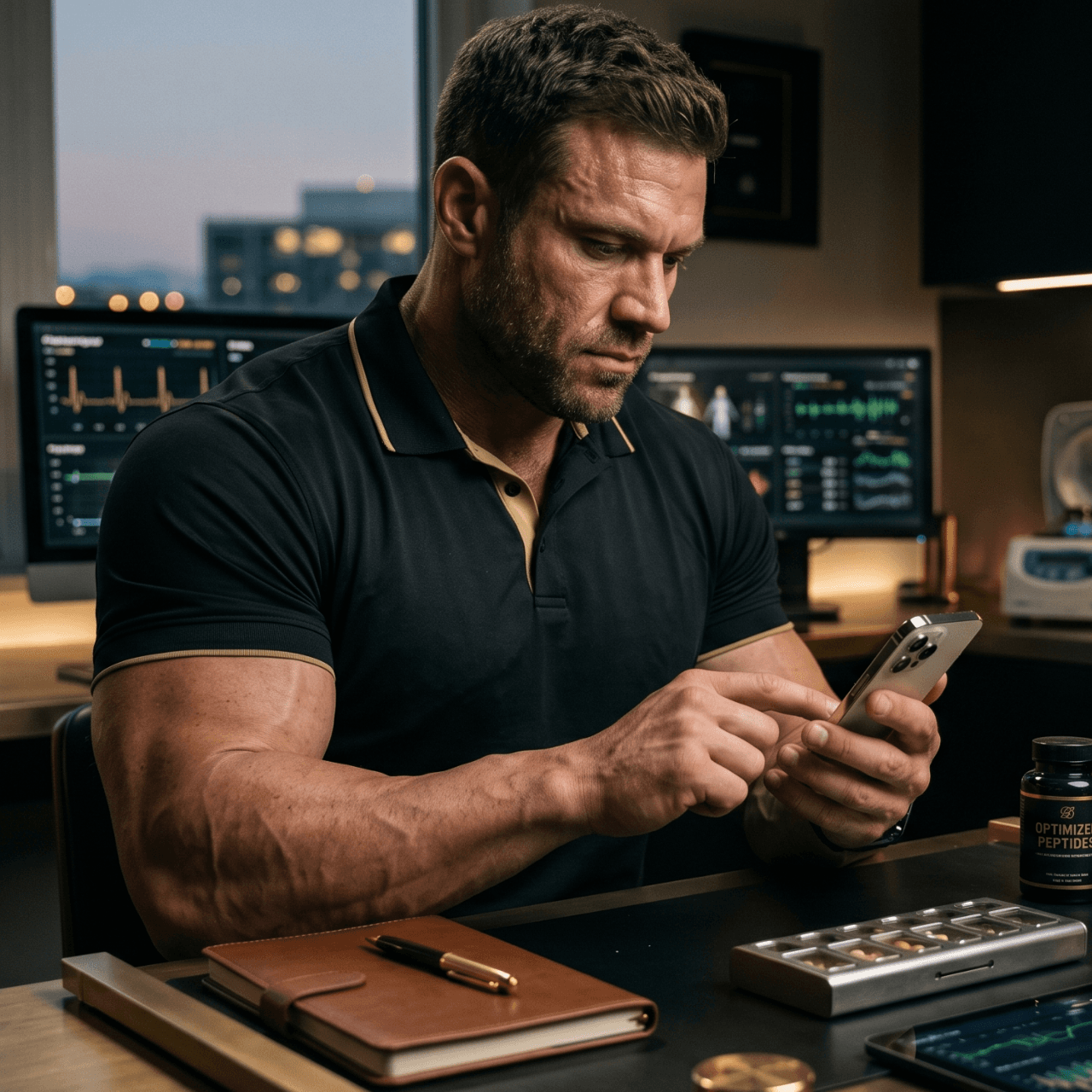A person calmly checking their protocol on InjectWise on their phone